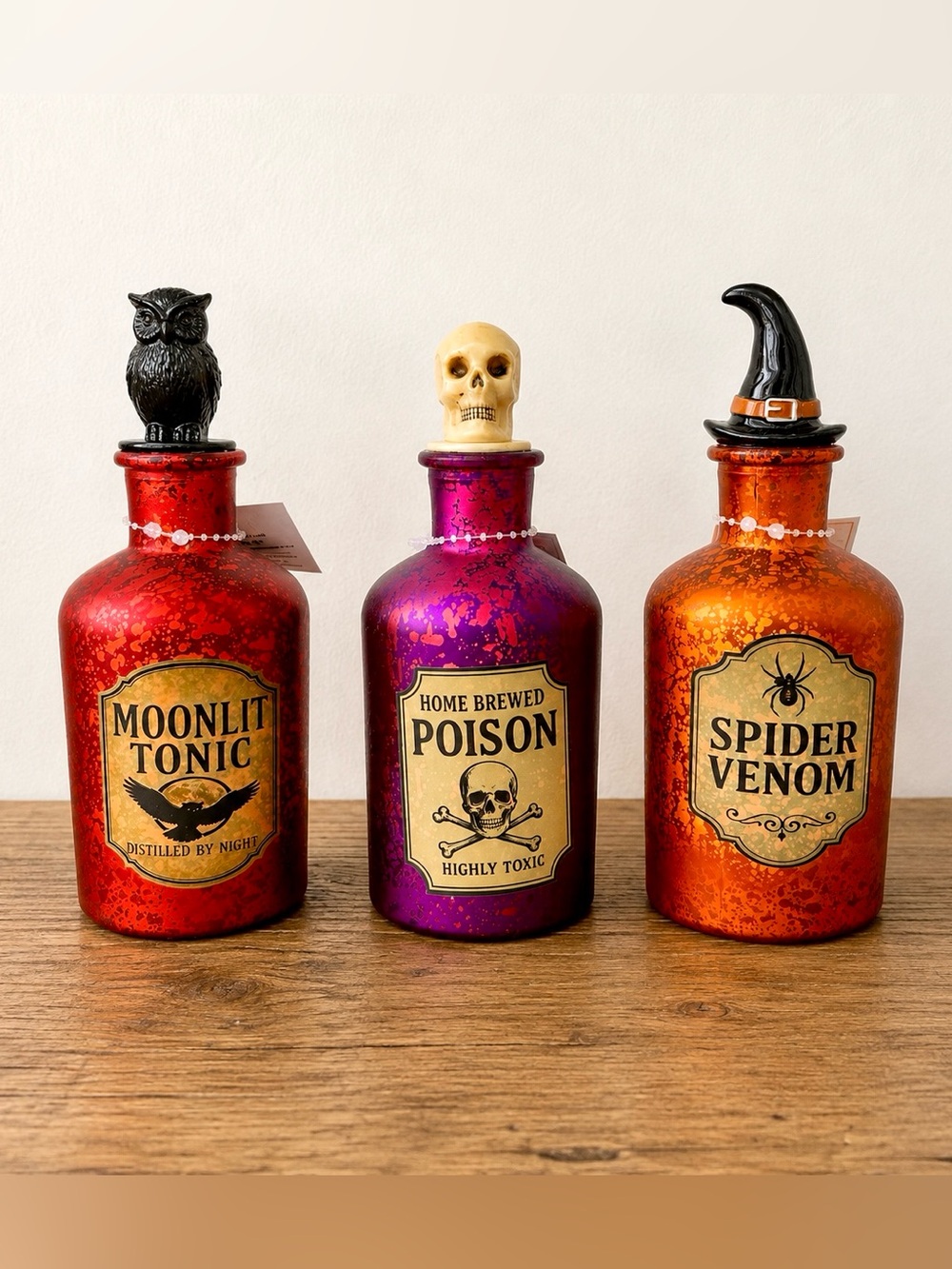 Target Bullseye Playground SET OF 3 Light Up Halloween Glass Potion Bottles